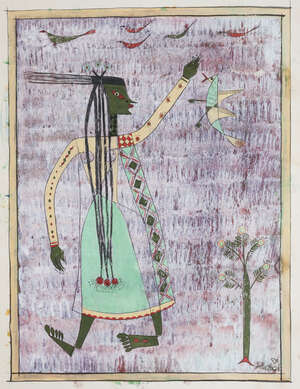 
	
		M.H. Rathod, Sisters and A Painting, 1954, gouache and pen and ink on card, both signed...