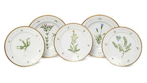 
	
		A pair of large Royal Copenhagen Flora Danica porcelain plates, 20th century,  with...
