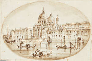 
	
		Manner of Francesco Guardi, 
		 
		Santa Maria della Salute, & San Giorgio Maggiore...
