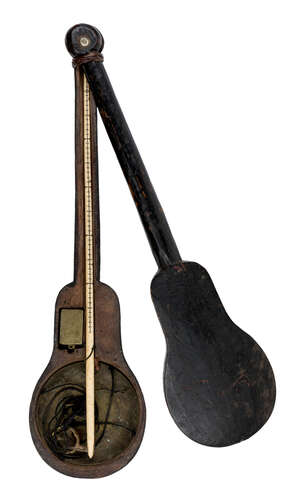 
	
		A Chinese cased opium scale, 19th century, the weighbeam carved from bone, case meaures...