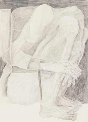 
	
		Shamshad Husain (Indian, 1946-2015), Untitled, Kneeling figure, 1979, pencil on paper,...