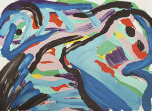
	
		Karel Appel, 
		Dutch 1921-2006- 
		 
		Floating in a Landscape, 1980;
		 
		lithograph...