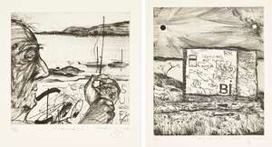 
	
		Jock McFadyen RA, 
		British b.1950- 
		 
		Cramond 1 and 3, 1992; 
		 
		two etchings...