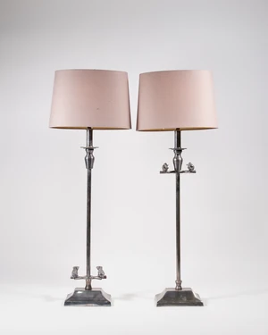 A pair of Parex model 'L89505' table lamps, late 20th / early 21st century, each in gunmetal...