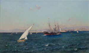 
	
		Adolphe Louis Gaussen, 
		
		French 1871-1954- 
		 
		 
		Lentrée du port de...