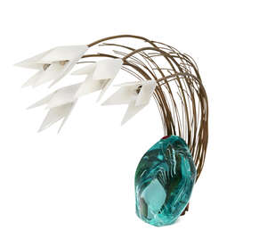 
	
		Roberto Giulio Rida (1943-), a glass and brass crocus lamp 
		c. 21st century, signed to...