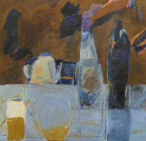 
	
		Deborah Glass, British, late 20th/early 21st century- Tea; oil on canvas, 61x61cm: together...