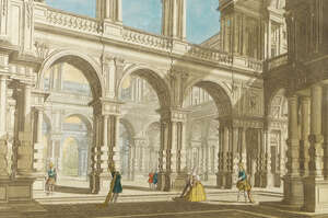 
	
		Vue representant le Fameux theatre de Reggio proche Modene, engraved A Paris chez Jean,...