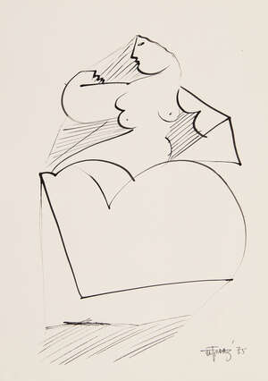 
	
		Jatin Das (Indian b. 1941), Untitled, 1975, ink on paper, signed and dated to bottom...