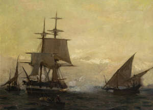 
	
		Attributed to Alexander Young, 
		Scottish 1865-1923- 
		 
		The Evening Gun;
		 
		