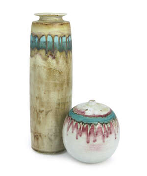 
	
		Derek Davis (1926-2008), a tall vase 
		c.mid to late 20th century, signed to base 
		A...