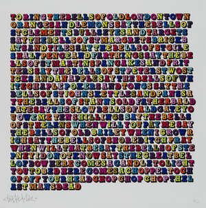 
	
		Ben Eine,
		British b.1970-
		 
		Oranges, 2012;
		 
		screenprint in 19 colours with...