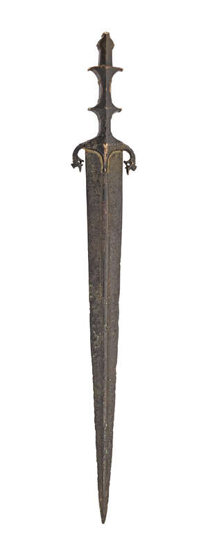 
	
		A rare early metal dagger, Deccan, India, 16th century, the straight blade with central...