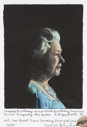 
	
		Sir Peter Blake CBE RDI RA, 
		British b.1932-
		 
		To Her Majesty the Queen...