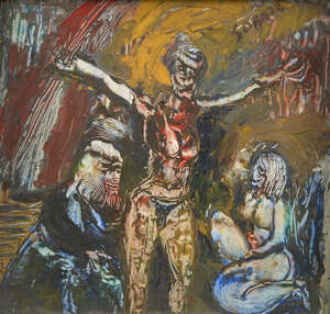
	
		Sohail Tassaduq (Pakistani, 1930-2017), Sheikh and the Dancer, oil on board, signed upper...