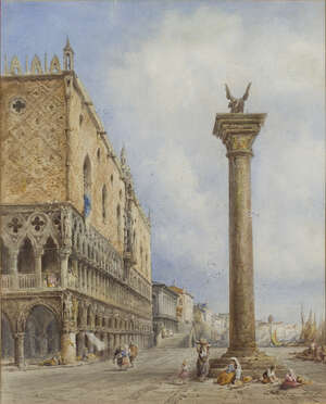 
	
		Charles McArthur, 
		British fl.1860-1885- 
		View of the Doge's Palace, Venice; 
		