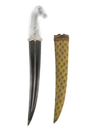 
	
		A Mughal rock crystal hilted dagger,  India, 19th century, the watered steel blade...