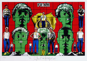 
	
		Gilbert & George,
		British b.1943 & b.1942-
		 
		Fear, 1984/2010;
		 
		inkjet print...