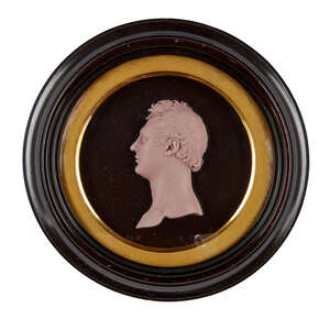 
	
		Peter Rouw, British, 1770-1852, a wax portrait relief of William Clay Esq, dated 1815,...