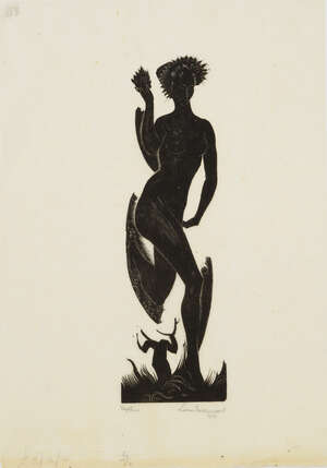 
	
		Leon Underwood, 
		British 1890-1975- 
		 
		Daphne, 1926;
		 
		wood engraving on thin...