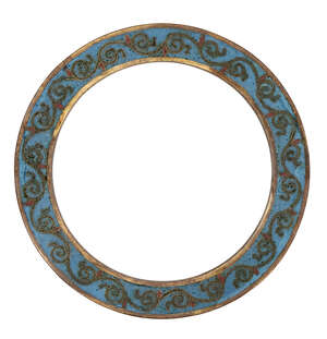 
	
		A Chinese gilt metal and cloisonné circular paperweight, Qianlong mark, 19th century, 
