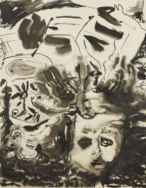 
	
		Anthony Daley,
		British b. 1960-
		 
		Untitled;
		 
		ink and wash on paper,...