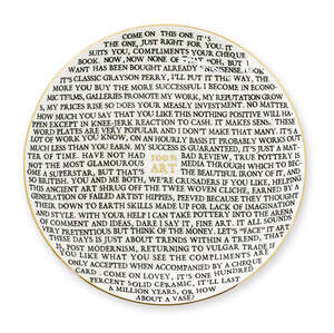
	
		Grayson Perry CBE RA, 
		British b.1960- 
		 
		100% Art Plate, 2020; 
		 
		fine china...