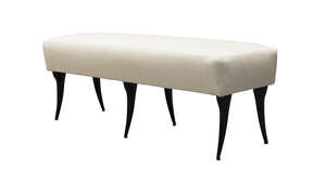 
	
		Italian, a low stool on ebonised legs,
		Second half 20th Century,
		the white...