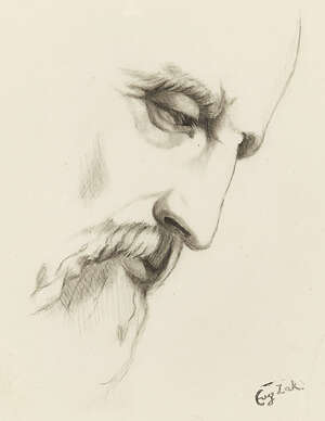 Eug&egrave;ne Zak, 
Polish 1884-1926- 
Profile of a gentleman; 
pencil on paper, with the Artist's...