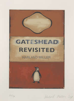 
	
		Harland Miller, 
		British b.1964- 
		 
		Gateshead Revisited, 2009;
		 
		screenprint...