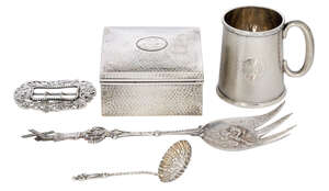 
	
		A silver cigarette box, Birmingham, c.1915, AJ Zimmermand Ltd, of square form with...