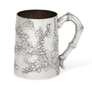 
	
		A Chinese silver cup, by Wang Hing, Hong Kong, c.1900, of tapering cylindrical form, with...
