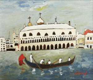
	
		Stephanie Dingle,
		British 1926-2017- 
		 
		Pal Ducale Venice; 
		 
		oil on board,...