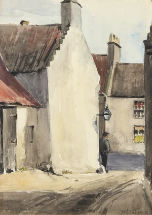 Francis Campbell Boileau Cadell RSA RSW, Scottish 1883-1937 - Street scene with man; watercolour and pencil on paper, signed and dated lower right 'F.C.B. C