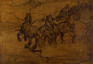 
	
		Lady Helena Gleichen OBE DSU, 
		British 1873-1947- 
		 
		Hauling Timber, c.1900;...