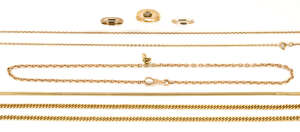 
	
		A group of jewellery, comprising: an 18ct gold curb-link neckchain, approximate weight...