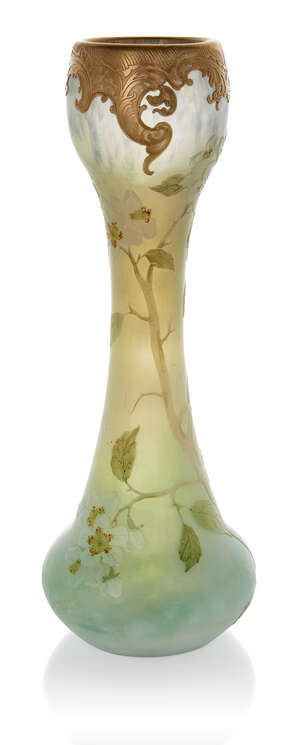 
	
		Legras et cie (founded 1864), 
		 
		Apple blossom vase, 1915-1920, 
		Cameo glass...