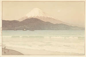 
	
		Hiroshi Yoshida, Japanese 1876-1950, Fujiyama from Miho, 1935, woodblock print in colours...