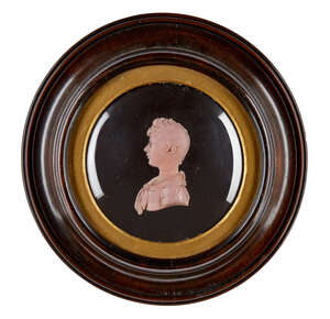 
	
		Peter Rouw, British, 1770-1852, a wax portrait relief of a young lady, dated 1816, signed...
