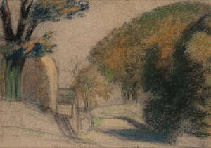 
	
		Sir William Rothenstein, 
		British 1872-1945 - 
		 
		Country Lane; 
		 
		pencil...