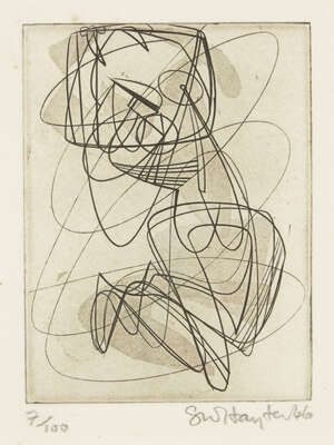 
	
		Stanley William Hayter CBE,
		British 1901-1988;
		 
		New Year's Greeting Card [Black &...