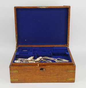 
	
		A Victorian silver fiddle thread and shell part canteen of cutlery by George Adams,...