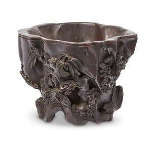 
	
		A rare Chinese carved chenxiangmu (aloeswood) brush pot, 17th/18th century, finely carved...