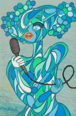 
	
		Karl Barrie, British, late 20th/early 21st century- Diva; oil on board, signed, 20.4x15cm...