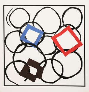 
	
		Sandra Blow RA, 
		British 1925-2006- 
		 
		Squares in Orbit, 2000; 
		 
		screenprint...