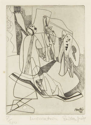 
	
		Stanley William Hayter CBE, 
		British 1901-1988- 
		 
		Invocation [Black & Moorhead...