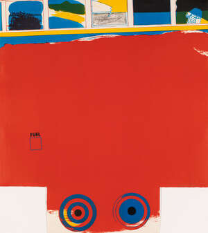 
	
		Allen Jones RA, 
		British b.1937- 
		 
		London Bus, 1966; 
		lithograph in colours on...