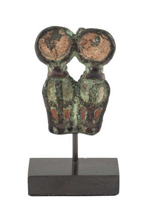 
	
		An Egyptian bronze double uraei with enamelling Late Dynastic Period, circa 664-30 BC,...