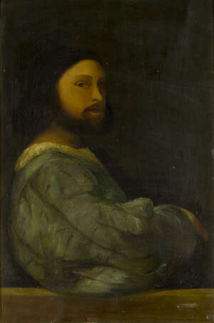 After Tiziano Vecellio, called Titian, 
		Italian c.1488/90-1576- 
		 
		A Man with a Quilted Sleeve; 
		 
		oil on canvas, 61x51cm 
		 
		Note: The 