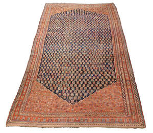 
	
		A Fereghan gallery rug, early 20th century, with rows of stylised botehs in an indigo...